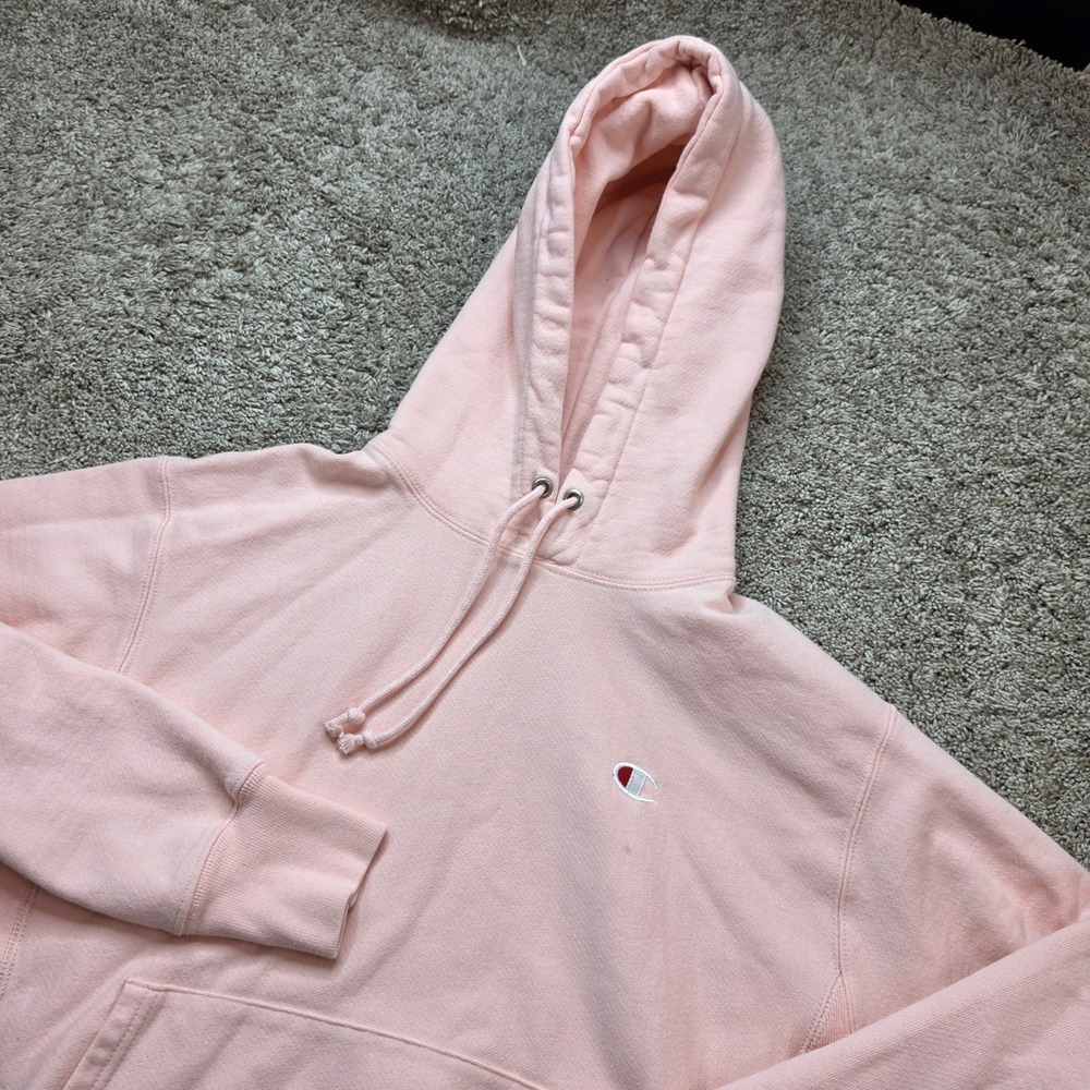 Champion Reverse Weave Hoodie Womens Medium Pink Red Outdoor Sporty Sweater